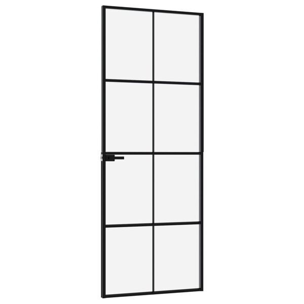 vidaXL Εσωτερική Πόρτα 76x201,5 εκ. Ψημένο Γυαλί και Λεπτό Αλουμίνιο