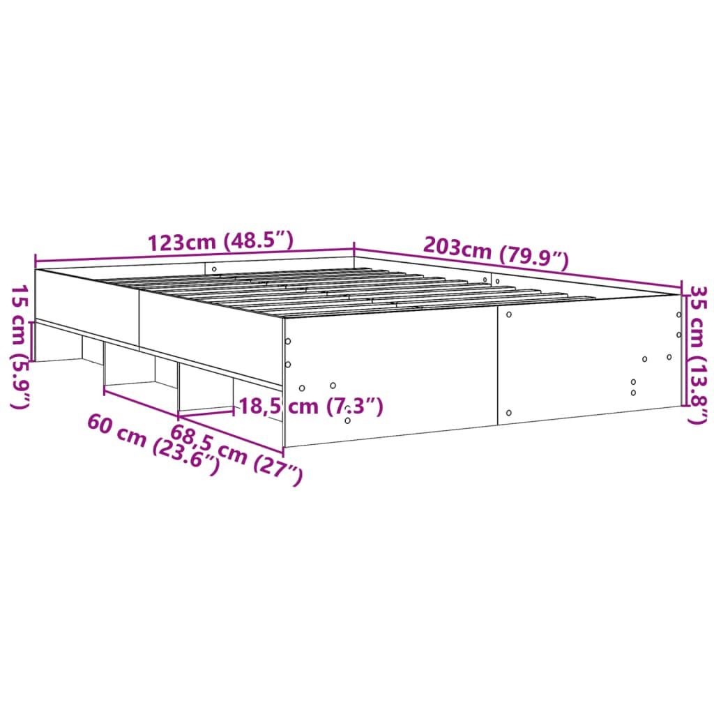 vidaXL Πλαίσιο Κρεβατιού Χωρ. Στρώμα Καφέ Δρυς 120x200εκ. Επ. Ξύλο