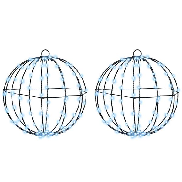 vidaXL Μπάλα με 192 LED 2 pcs Ψυχρό λευκό 30 cm Μέταλλο