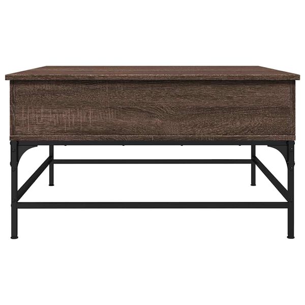 vidaXL Τραπεζάκι Σαλονιού Καφέ Δρυς 80x80x45 εκ. Επεξ. Ξύλο/Μέταλλο