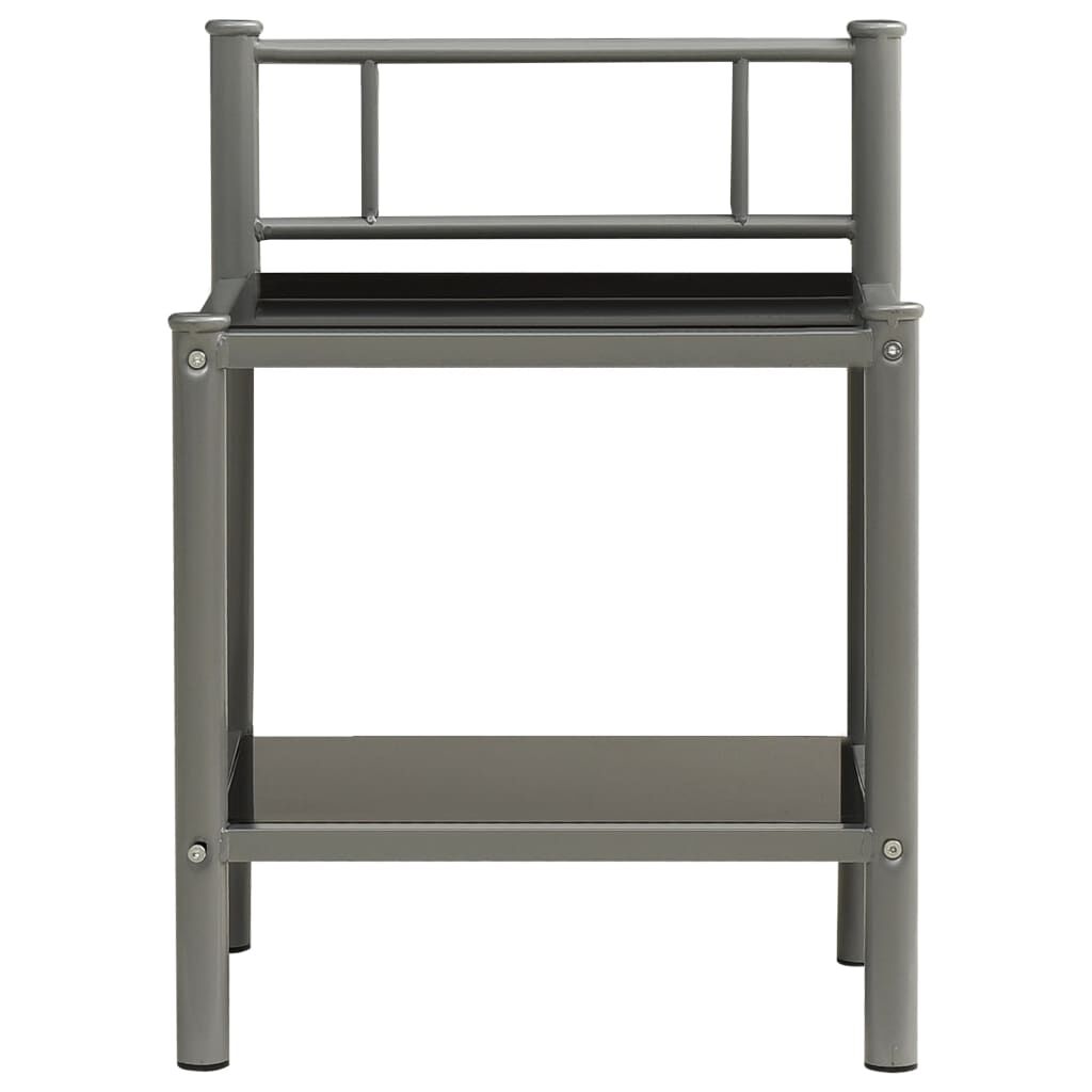 vidaXL Κομοδίνο Γκρι / Μαύρο 45 x 34,5 x 60,5 εκ. από Μέταλλο & Γυαλί