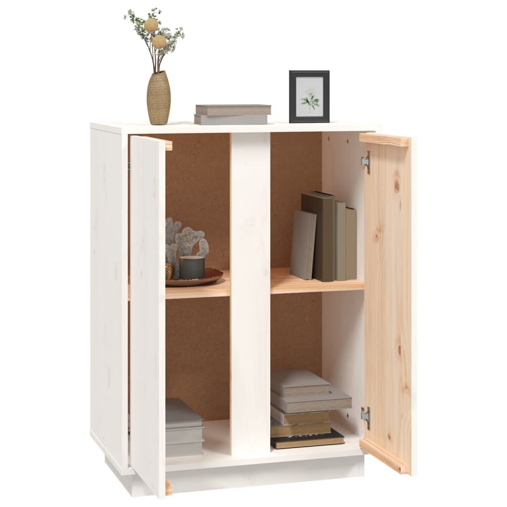 vidaXL Συρταριέρα Λευκή 60x35x80 εκ. από Μασίφ Ξύλο Πεύκου