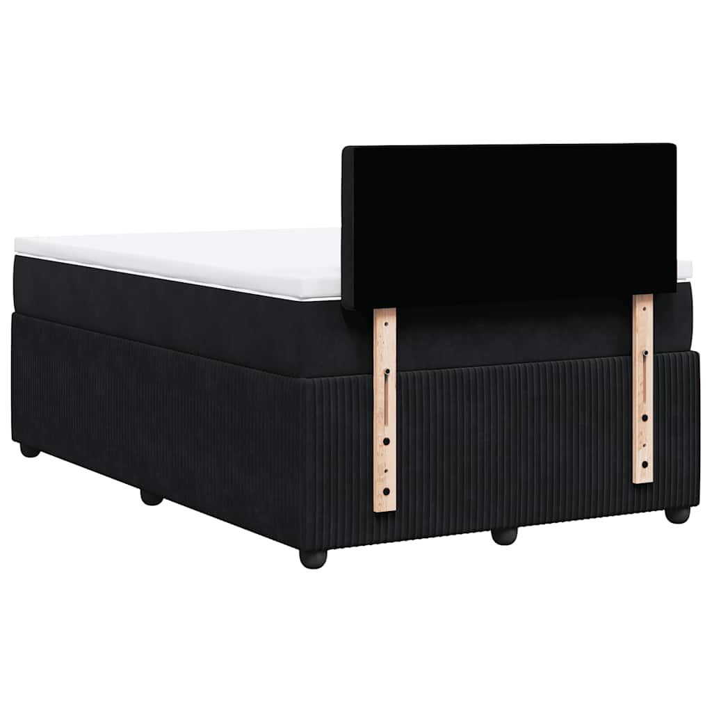 vidaXL Κρεβάτι Boxspring με Στρώμα Μαύρο 120 x 200 εκ. Βελούδινο