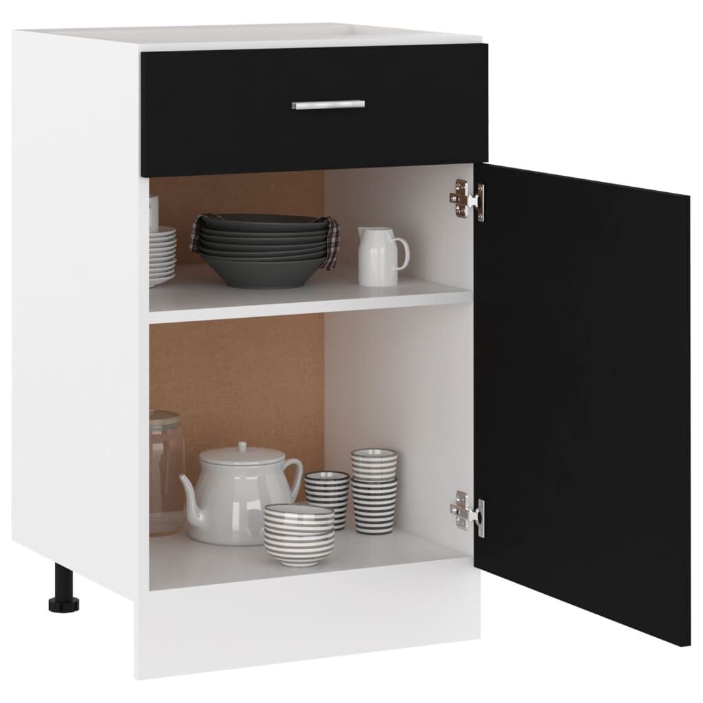vidaXL Ντουλάπι με Συρτάρι Lyon Μαύρο 50x46x81,5 εκ. Επεξ. Ξύλο