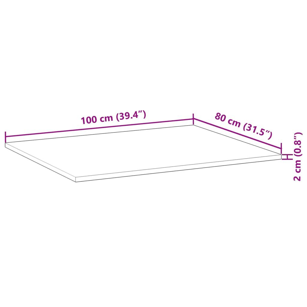 vidaXL Επιφάνεια Τραπεζιού Φιν. Λαδιού 100x80x2 εκ. Μασίφ Ξύλο Ακακίας
