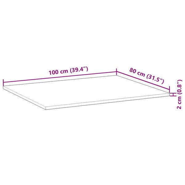 vidaXL Επιφάνεια Τραπεζιού Φιν. Λαδιού 100x80x2 εκ. Μασίφ Ξύλο Ακακίας