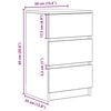 vidaXL Κομοδίνο με 3 συρτάρια Μπετόν Γκρι 39x35x65 εκ.