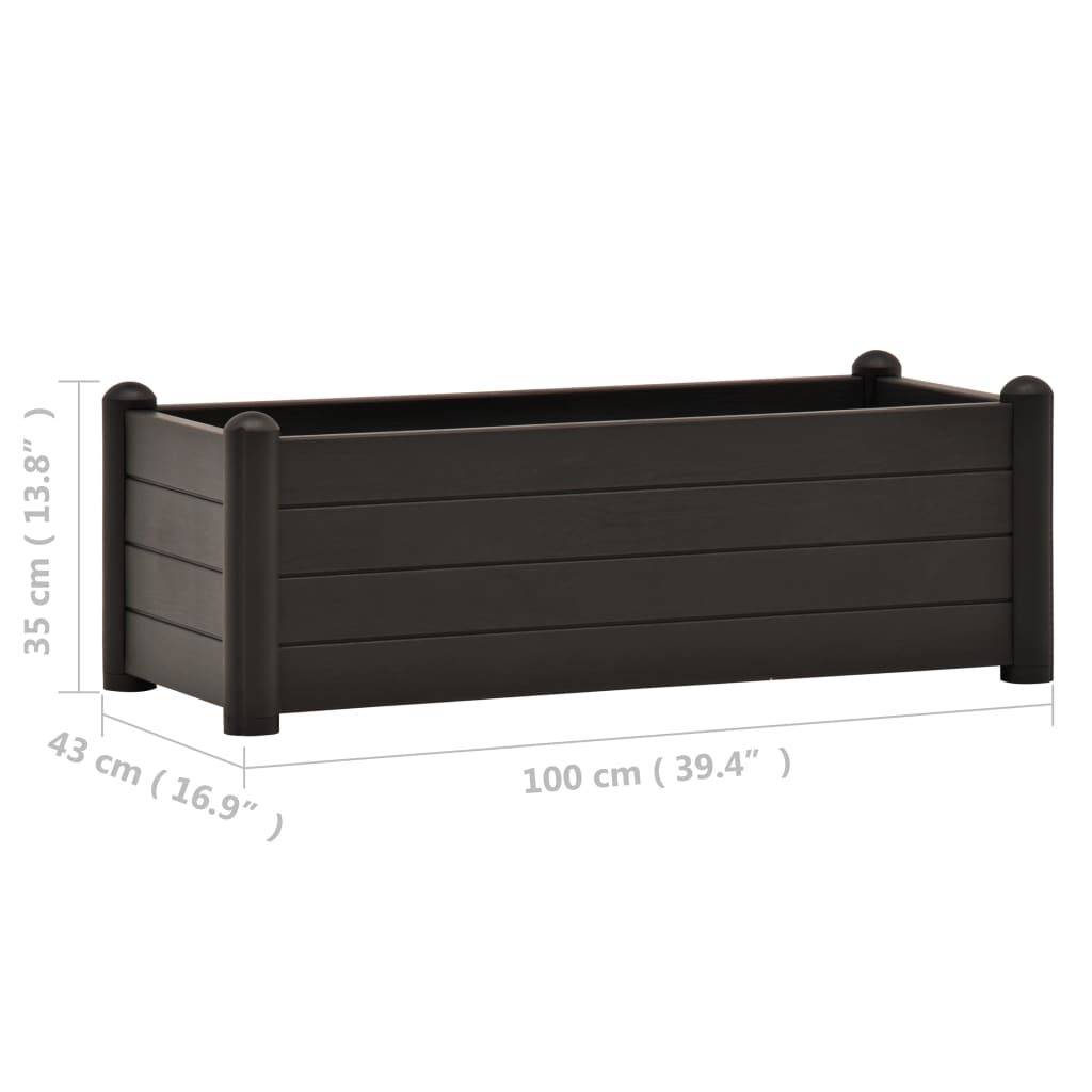 vidaXL Ζαρντινιέρα Υπερυψωμένη Ανθρακί 100x43x35 εκ. Πολυπροπυλένιο