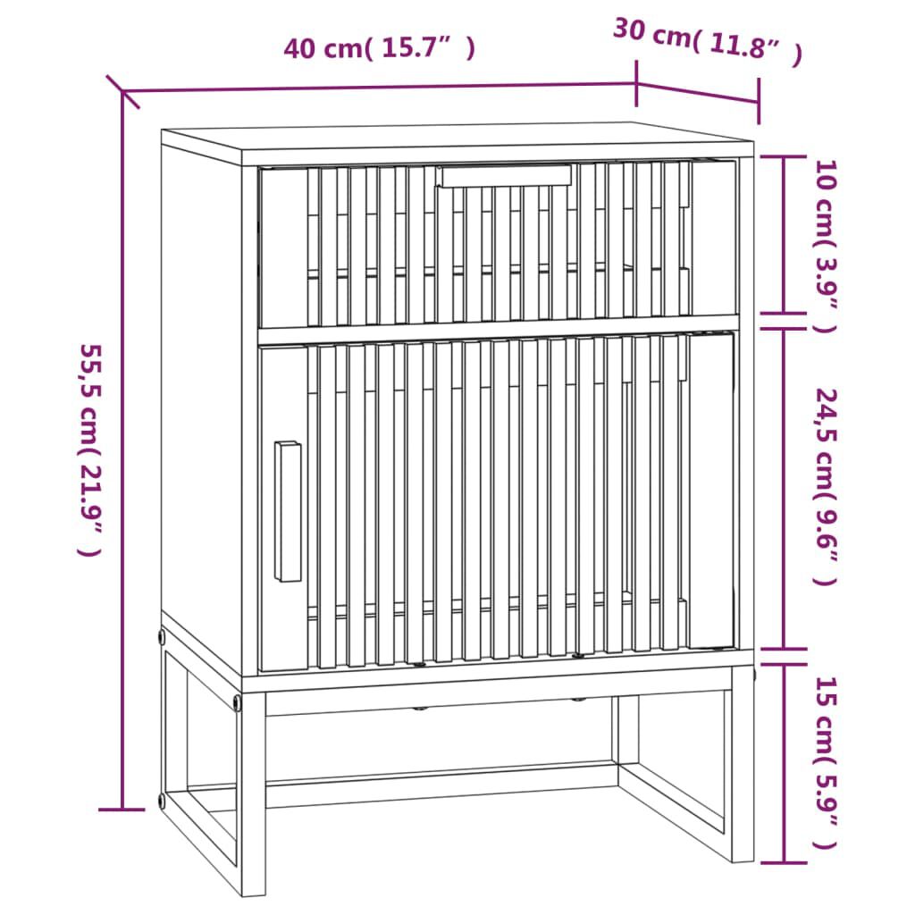 vidaXL Κομοδίνο 40 x 30 x 55,5 εκ. από Επεξεργασμένο Ξύλο & Σίδερο