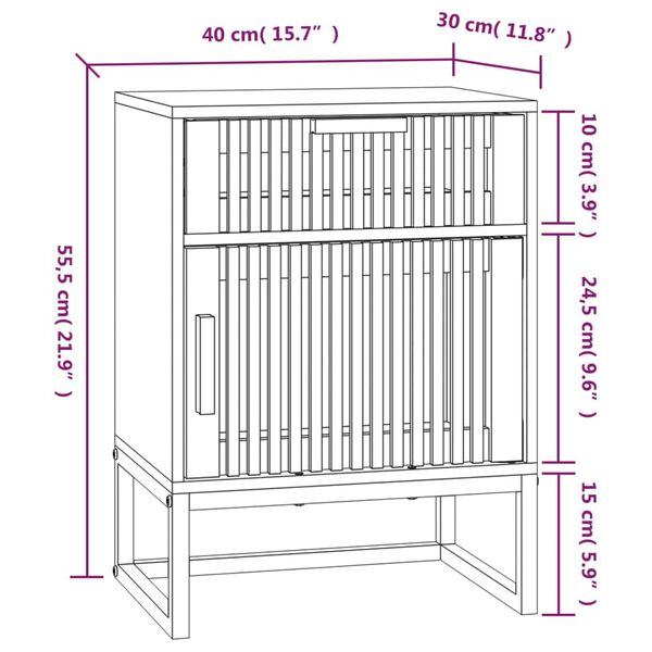 vidaXL Κομοδίνο 40 x 30 x 55,5 εκ. από Επεξεργασμένο Ξύλο & Σίδερο