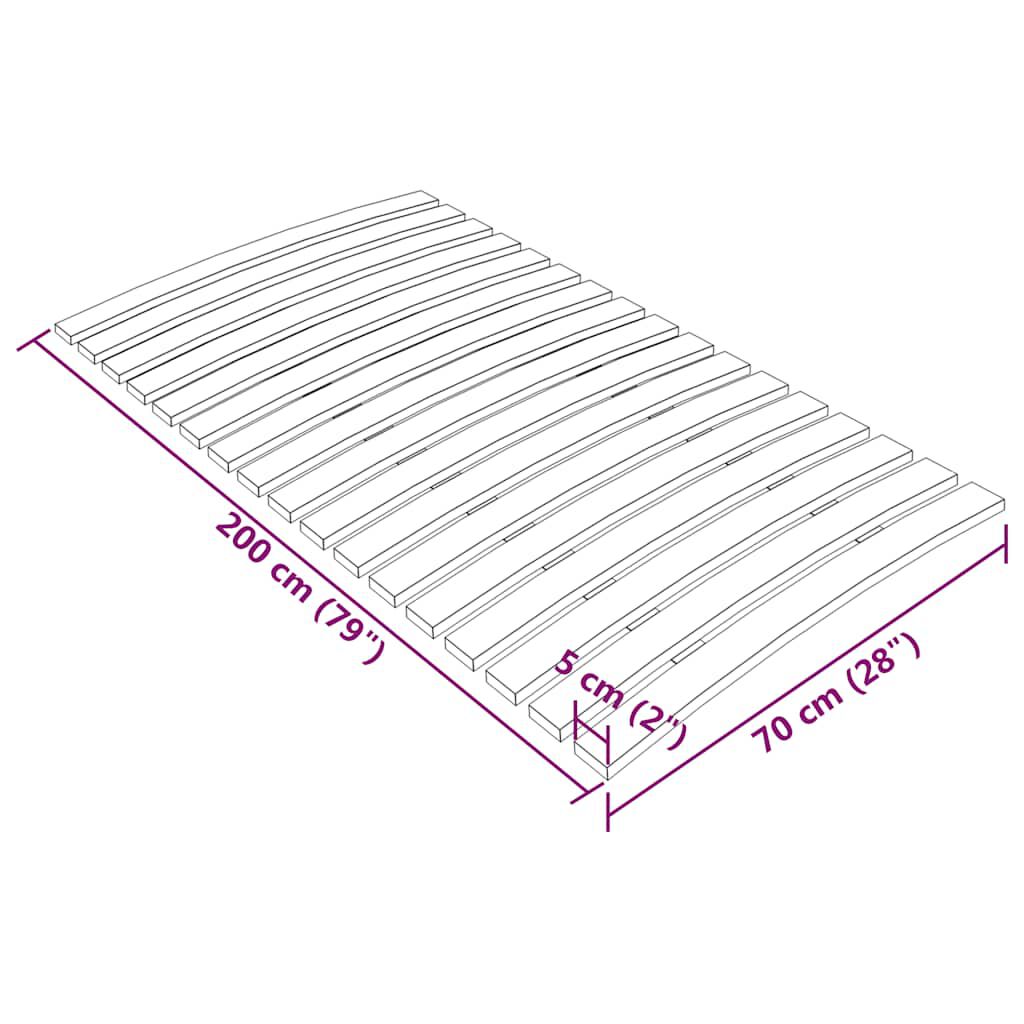 vidaXL Τελάρο Κρεβατιού με 17 Σανίδες 70 x 200 εκ.