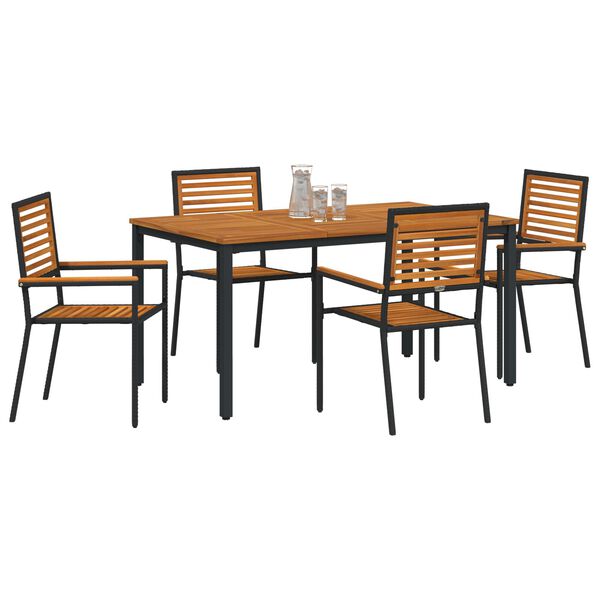 vidaXL Σέτ φαγητού για κήπο 5 pcs Μαύρο 150 x 90 x 75 cm