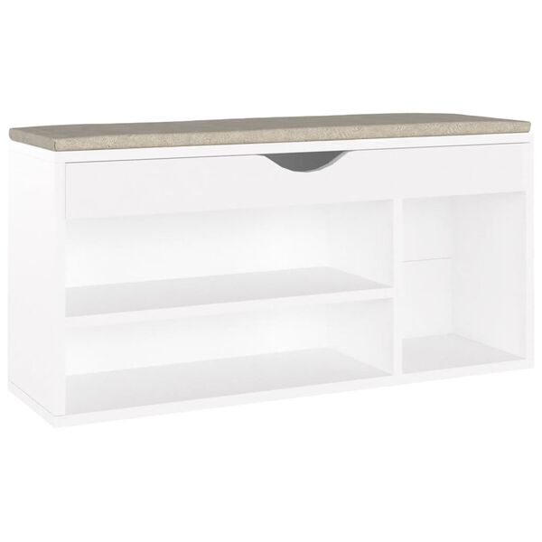 vidaXL Παπουτσοθήκη Λευκή 104 x 30 x 49 εκ. Επεξ. Ξύλο με Μαξιλάρι