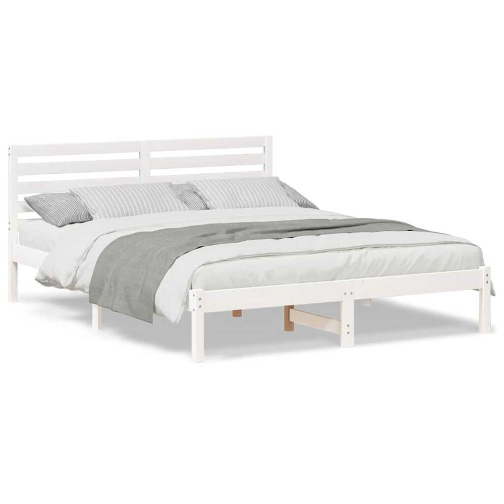 vidaXL Σκελετός Κρεβατιού Λευκό 150 x 200 cm Μασίφ ξύλο πεύκου