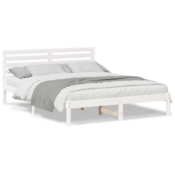 vidaXL Σκελετός Κρεβατιού Λευκό 150 x 200 cm Μασίφ ξύλο πεύκου