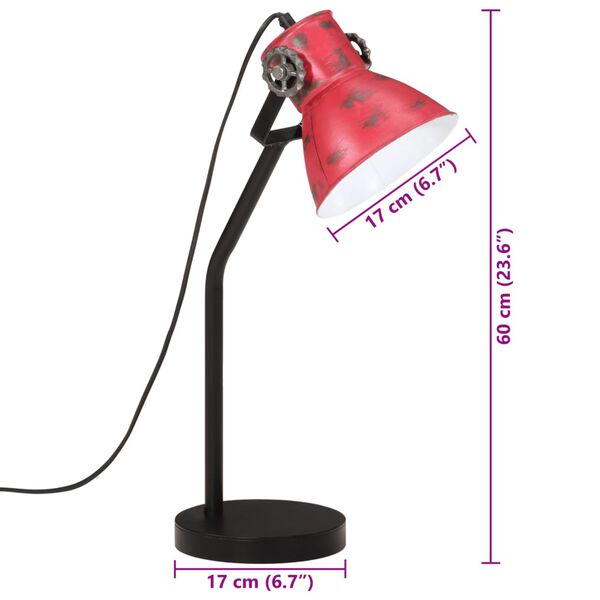 vidaXL Φωτιστικό Γραφείου 25 W Αντικέ Κόκκινο 17x17x60 εκ. Ε27