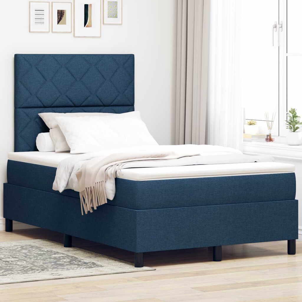 vidaXL Κρεβάτι με ελατήρια με στρώμα Μπλε 120 x 190 cm ύφασμα
