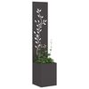 vidaXL Οθόνη Ιδιωτικότητας Κήπου Floral Μαύρο 32 x 140 εκ.