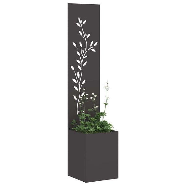 vidaXL Οθόνη Ιδιωτικότητας Κήπου Floral Μαύρο 32 x 140 εκ.