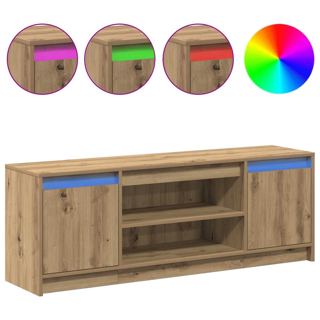 vidaXL Κονσόλα TV με LED Artisan Oak 139.5x34x50 cm Επεξεργασμένου Ξύλου