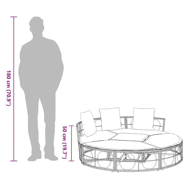 vidaXL Εξωτερική Lounge κρεβάτι χωρίς θόλο Μαύρο πολυ μπαστούνι