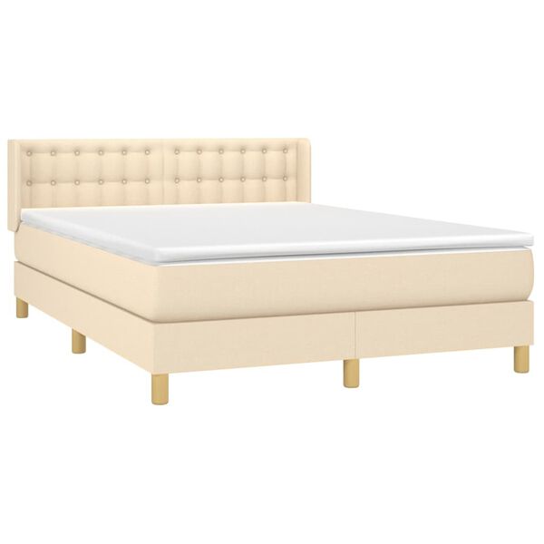 vidaXL &Kappa;&rho;&epsilon;&beta;ά&tau;&iota; Boxspring &mu;&epsilon; &Sigma;&tau;&rho;ώ&mu;&alpha; &Kappa;&rho;&epsilon;&mu; 140x200 &epsilon;&kappa;. &Upsilon;&phi;&alpha;&sigma;&mu;ά&tau;&iota;&nu;&omicron;