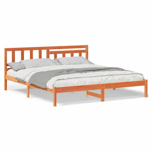 vidaXL Σκελετός Κρεβατιού Καφέ κεριού 180 x 200 cm Μασίφ ξύλο πεύκου