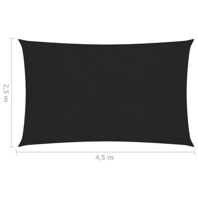 vidaXL Πανί Σκίασης Μαύρο 2,5 x 4,5 μ. από HDPE 160 γρ./μ²