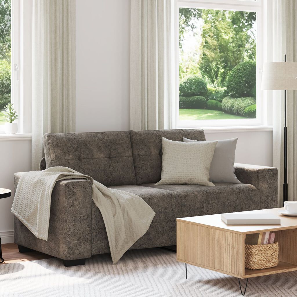 vidaXL Καναπέας Loveseat Σκούρο Γκρι 140 εκ σε Τεχνητό Δέρμα
