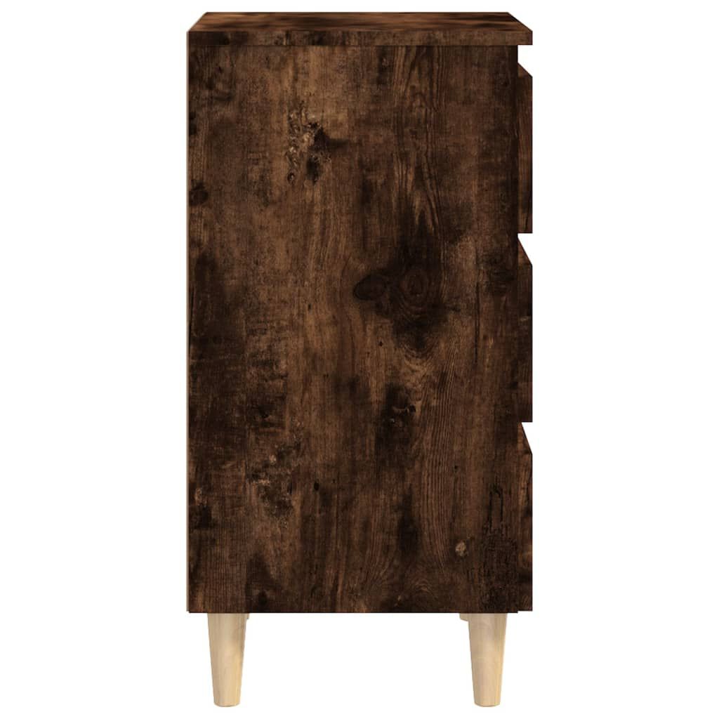 vidaXL Κομοδίνα 2 τεμ. Καπνιστή Δρυς 40x35x69 εκ. Μασίφ Ξύλινα Πόδια