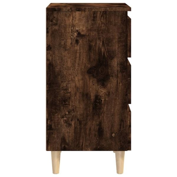 vidaXL Κομοδίνα 2 τεμ. Καπνιστή Δρυς 40x35x69 εκ. Μασίφ Ξύλινα Πόδια