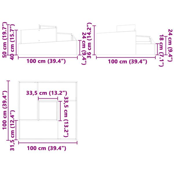vidaXL Γλάστρα Κήπου Ασημί 100 x 100 x 50 cm Γαλβανισμένος χάλυβας