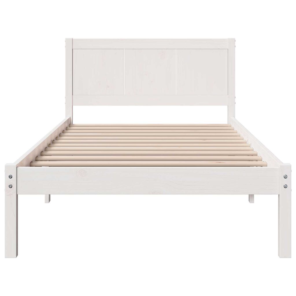 vidaXL Σκελετός Κρεβατιού Λευκό 90 x 190 cm Μασίφ ξύλο πεύκου