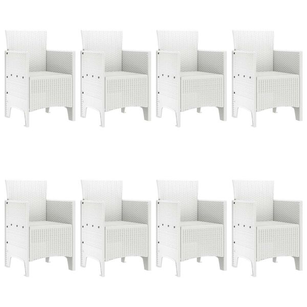 vidaXL Σέτ φαγητού για κήπο 9 pcs Λευκό Rattan Polt