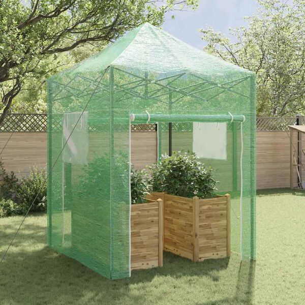 vidaXL Θερμοκήπιο με στέγη Πράσινο 200 x 200 x 300 εκ Ατσάλι