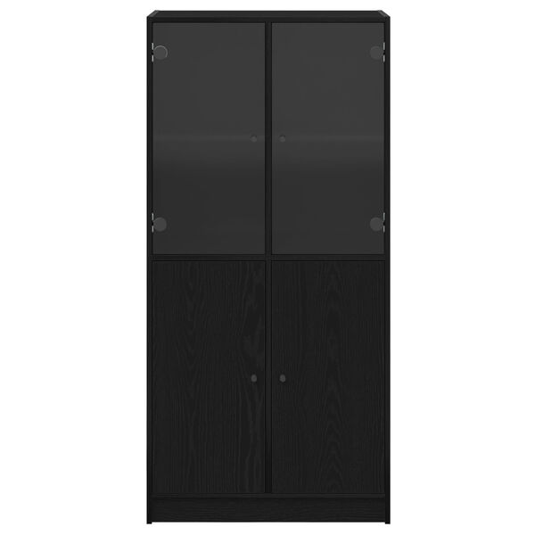vidaXL Υψηλό ντουλάπι με πόρτες Μαύρη Δρυς 68x37x142 εκ Επεξεργασμένο ξύλο