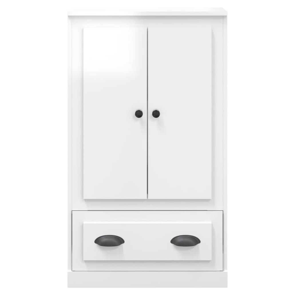 vidaXL Ντουλάπι Γυαλ. Λευκό 60x35,5x103,5 εκ. από Επεξεργασμένο Ξύλο