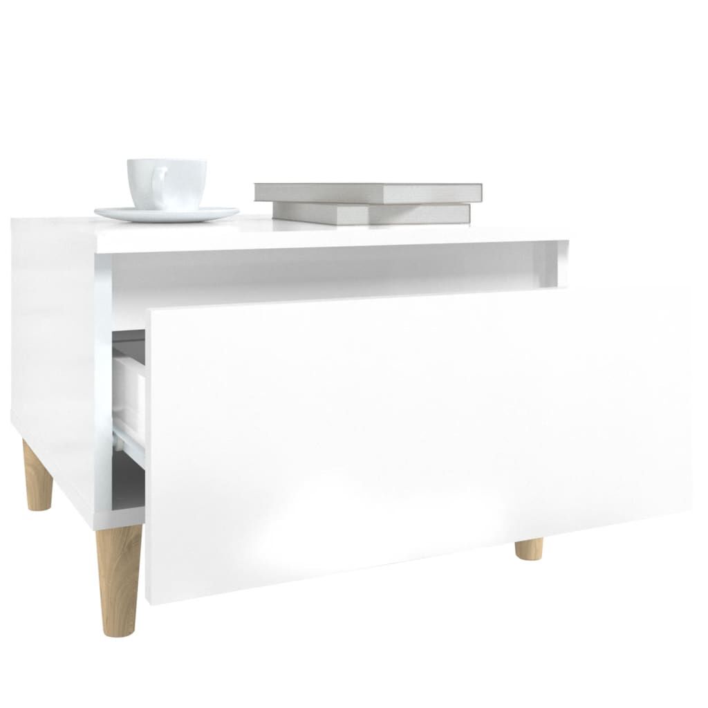 vidaXL Βοηθητικά Τραπέζια 2 τεμ. Γυαλ.Λευκό 50x46x35 εκ. Επεξ. Ξύλο