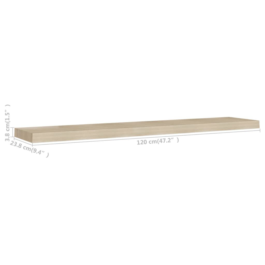 vidaXL Ράφια Τοίχου 2 τεμ. Χρώμα Δρυός 120 x 23,5 x 3,8 εκ. MDF
