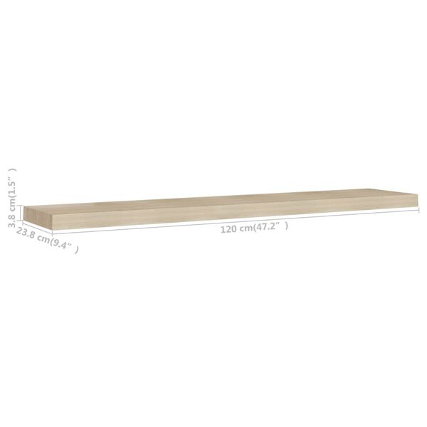 vidaXL Ράφια Τοίχου 2 τεμ. Χρώμα Δρυός 120 x 23,5 x 3,8 εκ. MDF