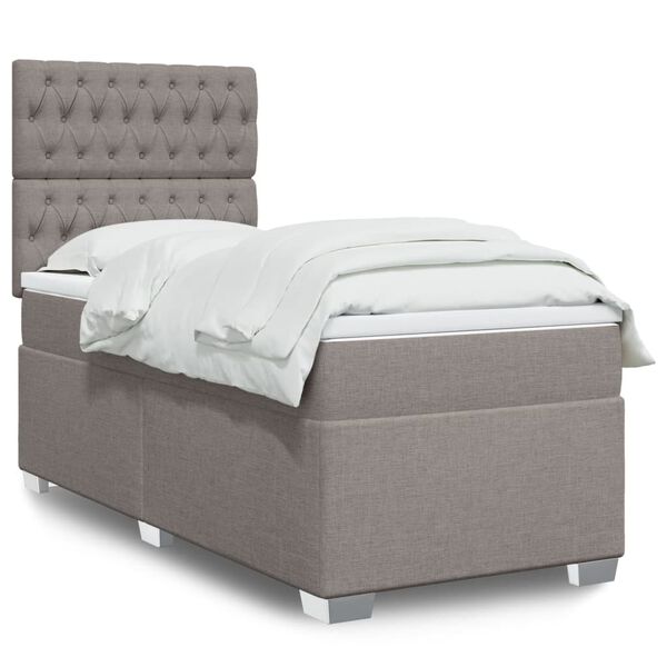 vidaXL Κρεβάτι Boxspring με Στρώμα Taupe 90x190 εκ.Υφασμάτινο