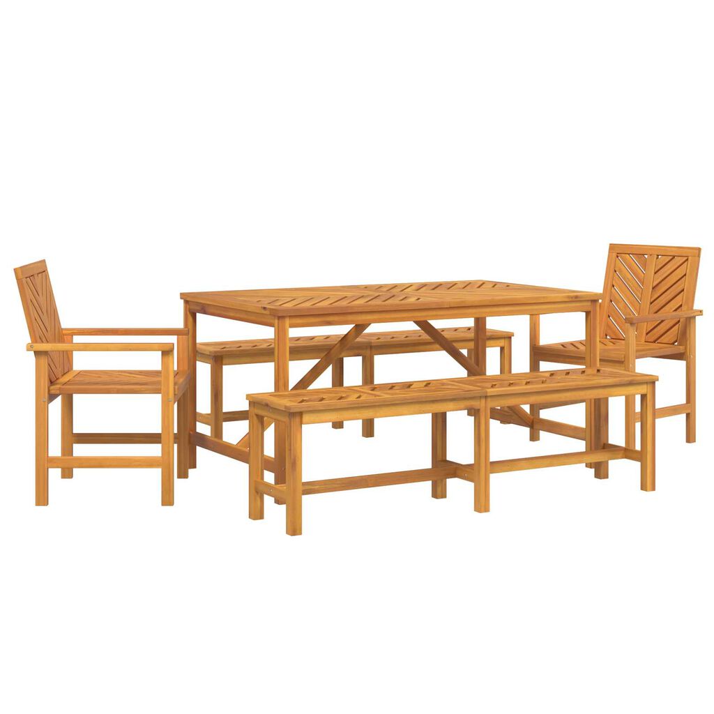 vidaXL Σέτ φαγητού για κήπο 5 pcs Καφέ 150 x 90 x 74 cm