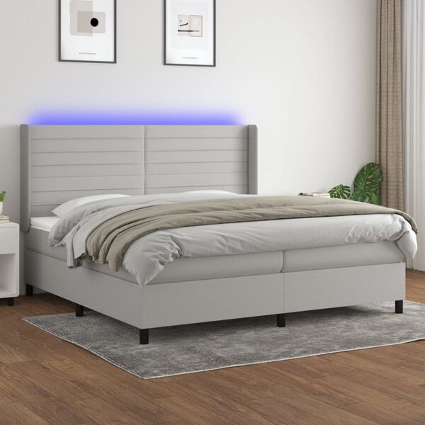 vidaXL &Kappa;&rho;&epsilon;&beta;ά&tau;&iota; Boxspring &mu;&epsilon; &Sigma;&tau;&rho;ώ&mu;&alpha; & LED &Alpha;&nu;.&Gamma;&kappa;&rho;&iota; 200x200&epsilon;&kappa;. &Upsilon;&phi;&alpha;&sigma;&mu;ά&tau;&iota;&nu;&omicron;