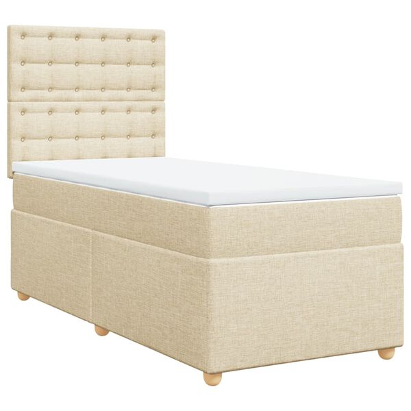 vidaXL &Kappa;&rho;&epsilon;&beta;ά&tau;&iota; Boxspring &mu;&epsilon; &Sigma;&tau;&rho;ώ&mu;&alpha; &Kappa;&rho;&epsilon;&mu; 90x190 &epsilon;&kappa;.&Upsilon;&phi;&alpha;&sigma;&mu;ά&tau;&iota;&nu;&omicron;