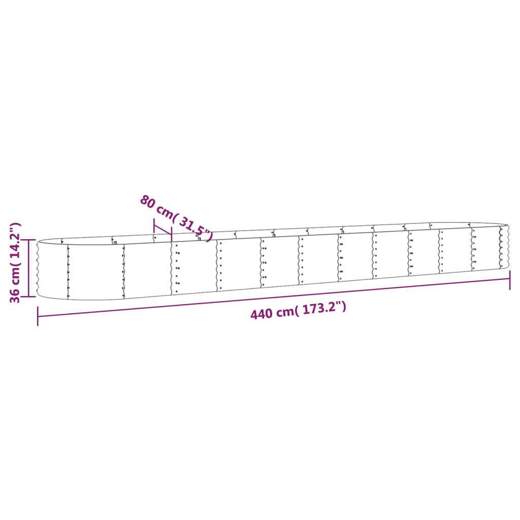 vidaXL Ζαρντινιέρα Πράσινη 440x80x36 εκ Ατσάλι με Ηλεκτρ. Βαφή Πούδρας