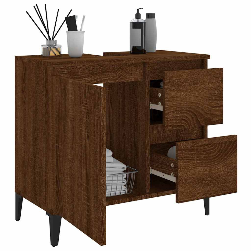 vidaXL Ντουλάπι Μπάνιου Καφέ Δρυς 65x33x60 εκ. Επεξεργασμένο Ξύλο