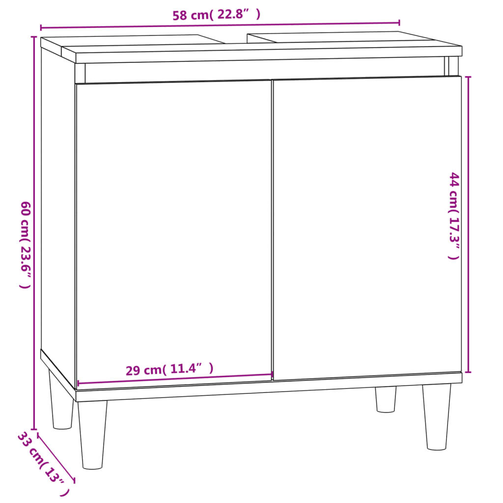vidaXL Ντουλάπι Νιπτήρα Grey Sonoma 58 x 33 x 60 εκ. Επεξεργ. Ξύλο
