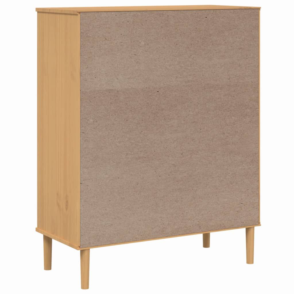 vidaXL Ντουλάπι Ψηλό SENJA Καφέ/Ρατάν 90x40x112 εκ. Μασίφ Ξύλο Πεύκου