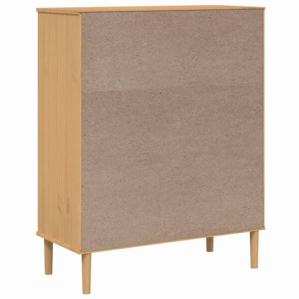 vidaXL Ντουλάπι Ψηλό SENJA Καφέ/Ρατάν 90x40x112 εκ. Μασίφ Ξύλο Πεύκου