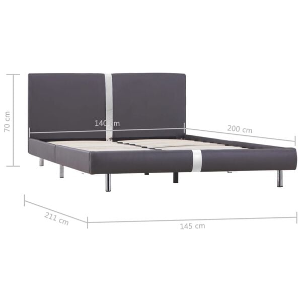 vidaXL Πλαίσιο Κρεβατιού Γκρι 140 x 200 εκ. από Συνθετικό Δέρμα